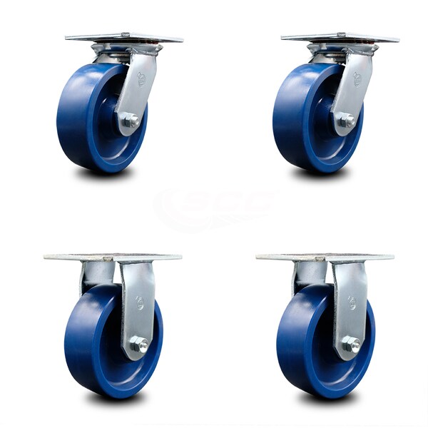Service Caster 6 Inch Solid Poly Caster Set with Ball Bearings 2 Swivel 2 Rigid SCC-35S620-SPUB-2-R-2 - main